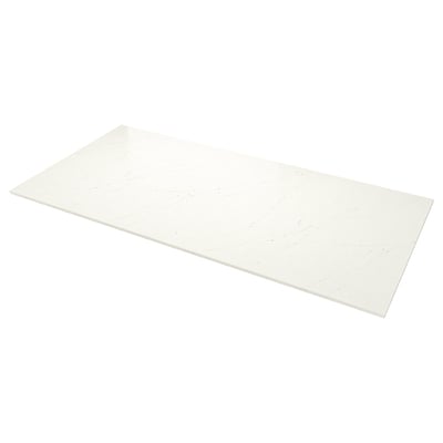 LOCKEBO Custom countertop, off-white brown/marble effect glass composite, 3/4 "