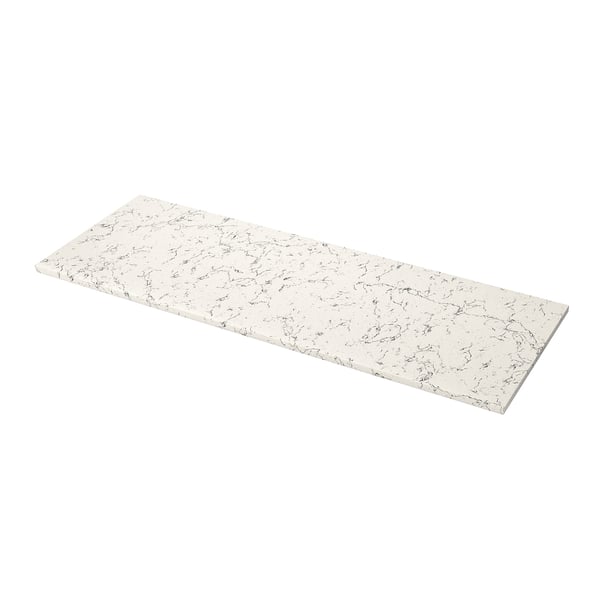 LOCKEBO white marble-patterned glass worktop, rectangular, smooth & durable.