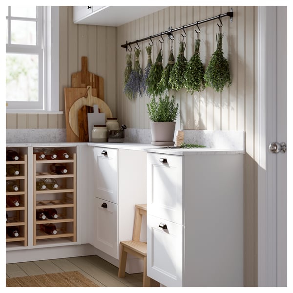 LOCKEBO Custom countertop, off-white gray marble effect/glass composite, 1 1/8 "