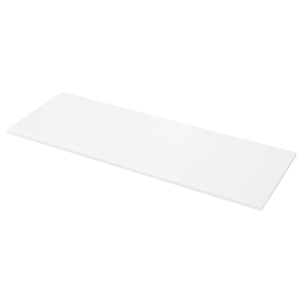White rectangular glass worktop, sleek, nature-inspired design, glossy finish.
