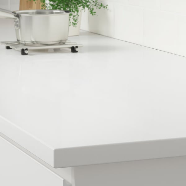 LOCKEBO Custom countertop, white/glass composite, 1 1/8 "
