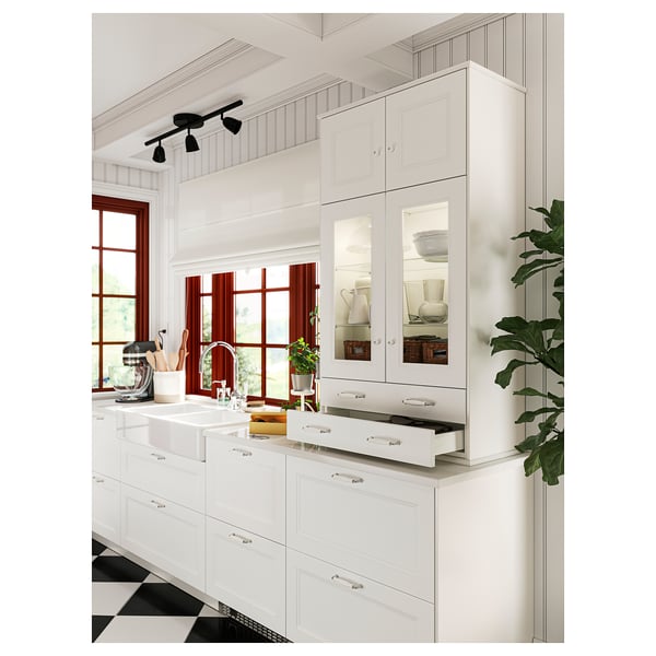 LOCKEBO Custom countertop, white/glass composite, 1 1/8 "