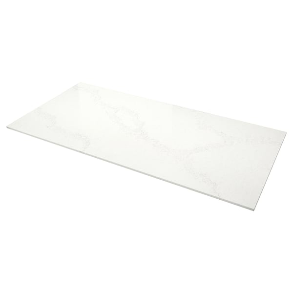 LOCKEBO Custom countertop, white/gray lively marble effect/glass composite, 1 1/8 "