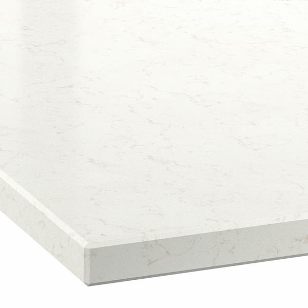Sleek, seamless white LOCKEBO recycled glass worktop, showcasing smooth texture and durable surface.
