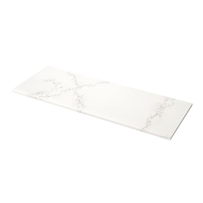 White LOCKEBO recycled glass worktop, rectangular, smooth edges, natural design.