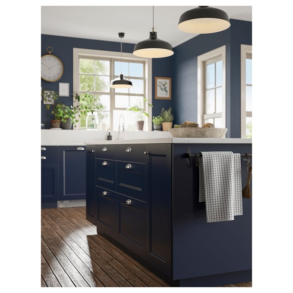 LOCKEBO Custom countertop, white lively marble effect/glass composite, 1 1/8 "