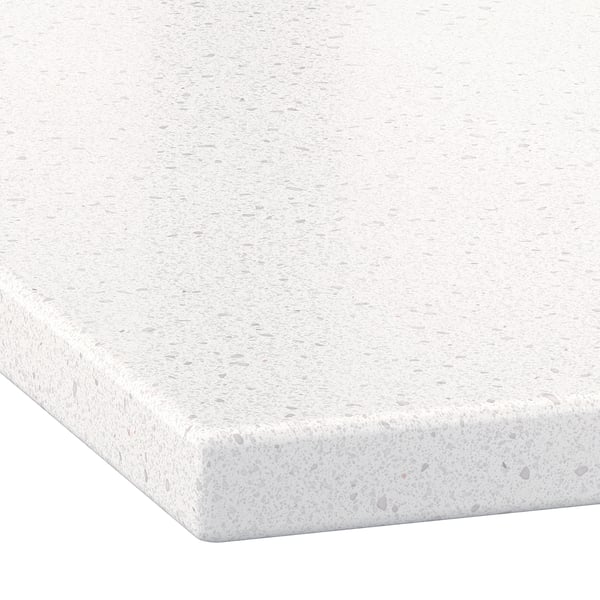 LOCKEBO recycled glass worktop, smooth, non-porous, stain-resistant surface.