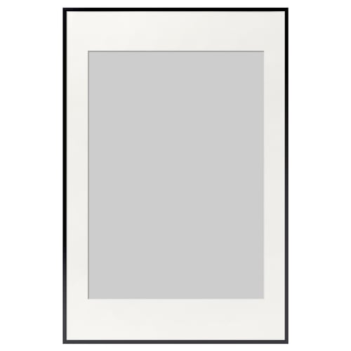 LOMVIKEN framed picture, black, rectangular, thin metal edge, safe plastic cover.