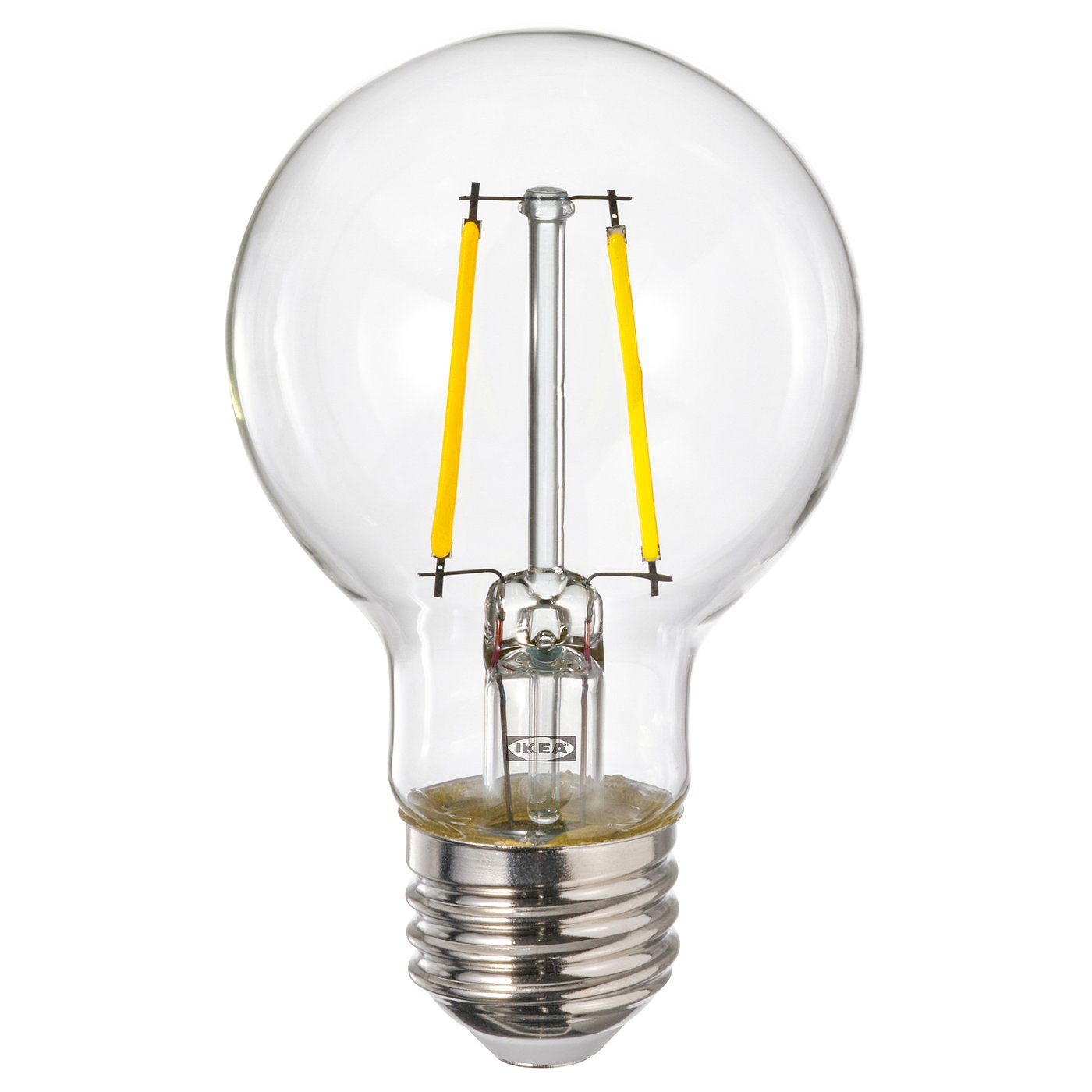 LUNNOM light bulb, clear glass, yellow filaments.