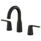 MACKSJÖN tap, matte black, stainless steel, curved design, two handles, sleek finish.