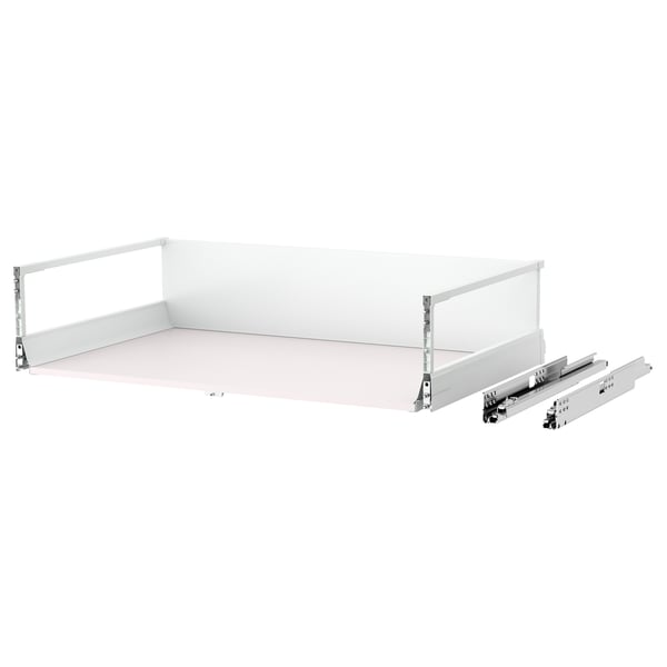 MAXIMERA drawer, white, smooth steel edges, shallow design, pull-out style.