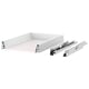 MAXIMERA white drawer system. Grey runners, smooth edges, strong steel, easy pull.