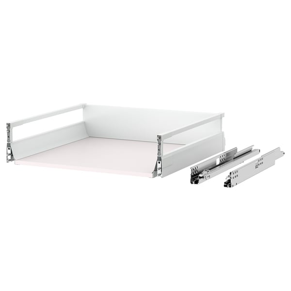 MAXIMERA drawer system: white, with runners and dampers, for smooth, full-extension slide and soft close.