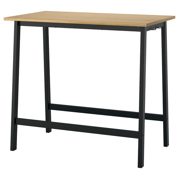 MITTZON compact rectangular conference table - wood top, black metal legs, sit/stand with footrest