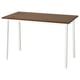 Mitzon conference table, brown wood top, white metal legs, versatile sizes for business meetings.