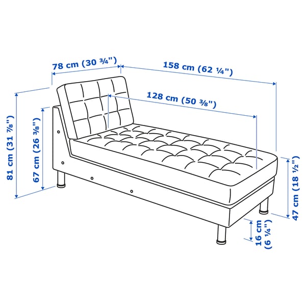 Illustration with measurements for the product: MORABO.