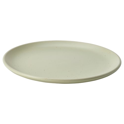Light-green, round, matte plate with slight speckles.