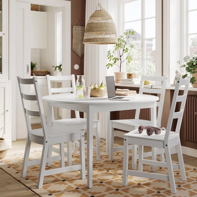 NÄSINGE / NORDVIKEN Table and 4 chairs, white/white, 47 1/4 "