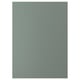 A NICKEBO kitchen cabinet panel in grey-green with a smooth texture. It is rectangular and made of particle board with plastic edging and foil finish.