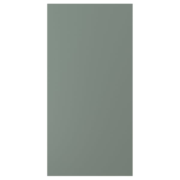 Nikkebo grey-green matt kitchen panel, rectangular, smooth surface, plastic edging and foil.
