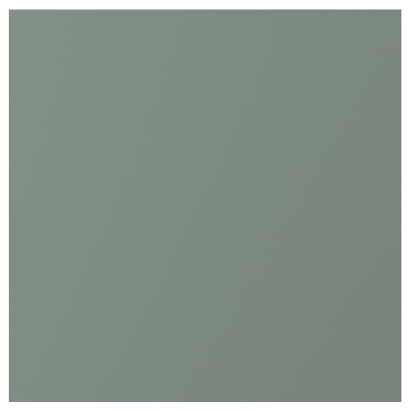 Square turquoise swatch of NICKEBO grey-green foil, smooth and matt, modern design.