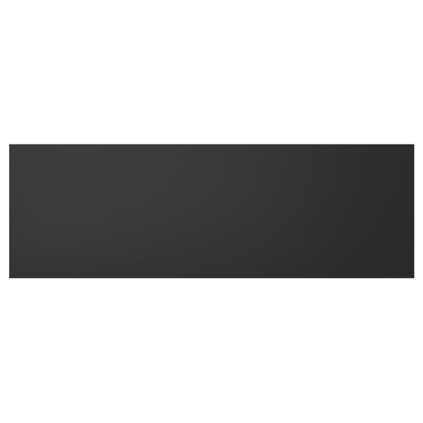 Black rectangular furniture panel, part of NICKEBO series, with sleek, modern design, textured surface, and recycled materials.