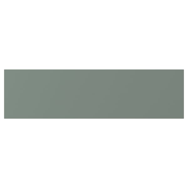 NICKEBO: modern, gray-green cabinet fronts, rectangular. Smooth matt surface, recycled plastic edges.