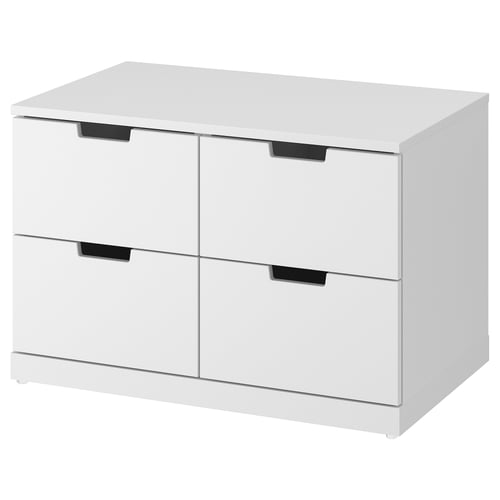 NORDLI white chest, rectangular with four drawers, simple scandinavian design.