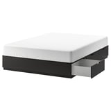 NORDLI black bed, rectangular, with 6 drawers. Minimalist design, ideal for small spaces.