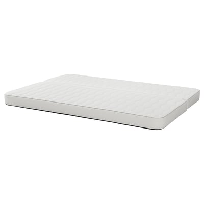 White rectangular sofa-bed mattress by IKEA, featuring a textured surface and firm support.