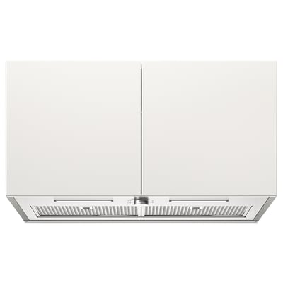 ÖMSINNAD range hood, white, stainless steel, integrated.