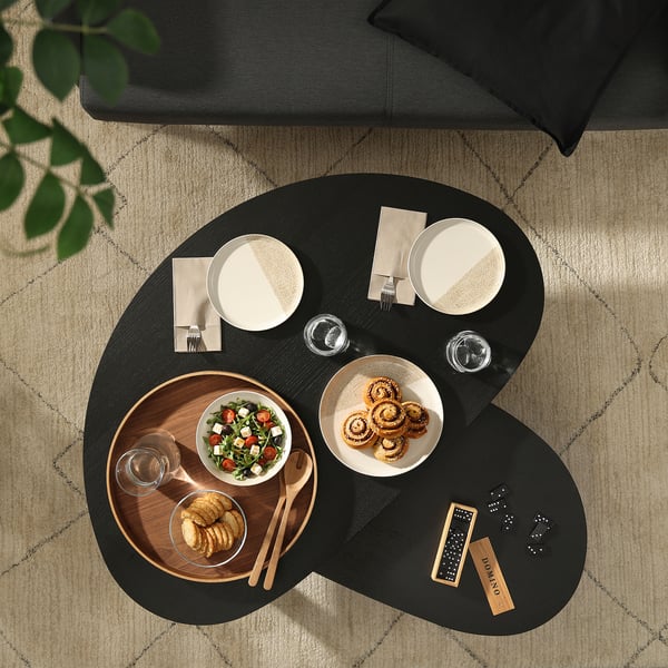 ÖRTRÄSK Nesting tables, set of 2, black ash veneer
