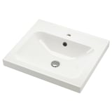ORRSJÖN white bathroom basin, sleek and rectangular, soft edges, single tap hole.