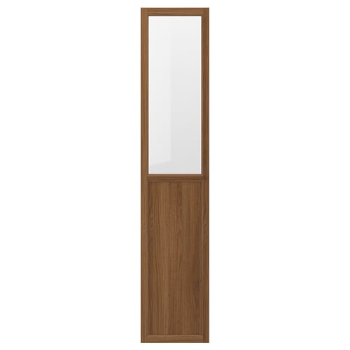 OXBERG wooden cabinet with glass top, adjustable panel, natural finish, rectangular shape, modern design.