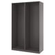An IKEA PAX grey wardrobe frame, rectangular, with adjustable feet, designed for mounting into a wall.