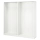 White PAX closet frames: sleek, minimalist, 3 compartments.