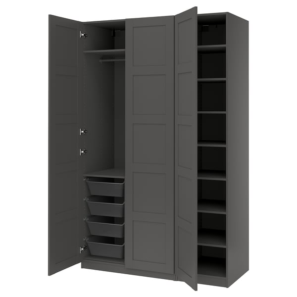 PAX / BERGSBO Wardrobe combination, dark gray/dark gray, 59x23 5/8x93 1/8 "
