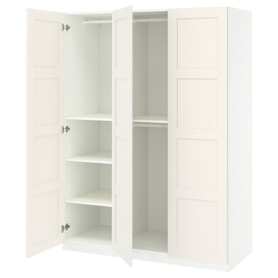 White PAX closet with open doors showing shelves.