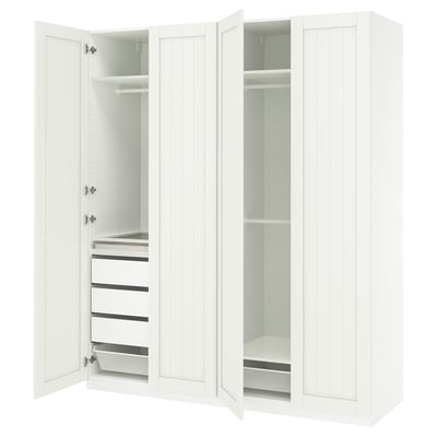 White ikea PAX wardrobe with hanging & drawer sections