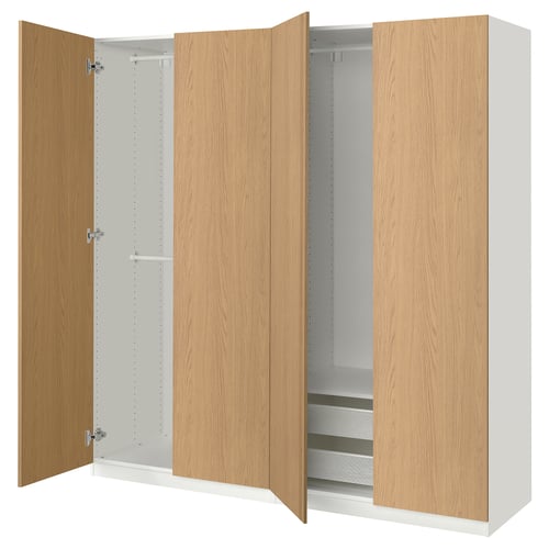 Watertight, light wooden closet set. Open sections, drawers, and soft-close doors.