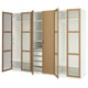 White & oak ikea PAX wardrobe with open doors, shelves & drawers, modern & functional.