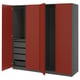 PAX / VIKANES Wardrobe combination, dark gray/red-brown, 78 3/4x23 5/8x79 1/4 "