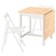 PINNTORP / FRÖSVI Table and 2 folding chairs, light brown stained white/pine white, 26 3/8/48 7/8x29 1/2 "