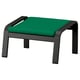 Poang footstool: black wood, green cushioned seat, rectangular shape, simple design.