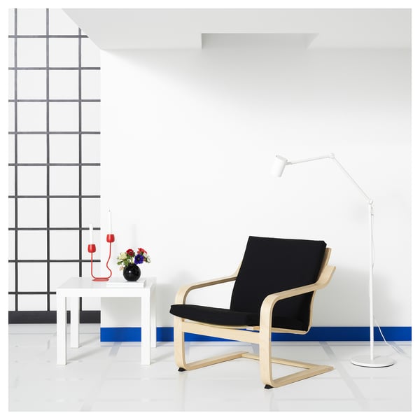 POÄNG Low-back armchair, natural/beige/Vissle black