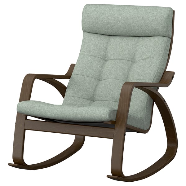 POÄNG Rocking chair, walnut effect/Gunnared light green