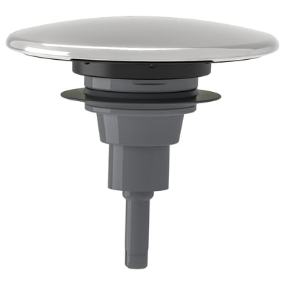 RÄNNILEN drain for bathroom, silver, plastic & metal, round, sleek design.