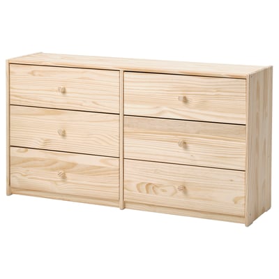 RAST light wood dresser with six drawers. Simple, rectangular design, ideal for small spaces.
