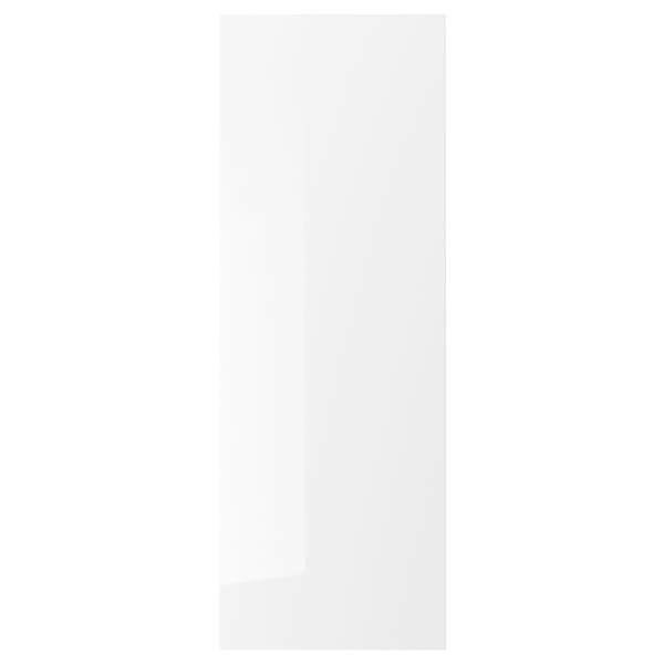 RINGHULT white, glossy, rectangular kitchen cabinet door, made from fiberboard and recycled plastic foil.