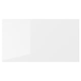 White RINGHULT glossy kitchen drawer, rectangular, plastic and melamine surface.